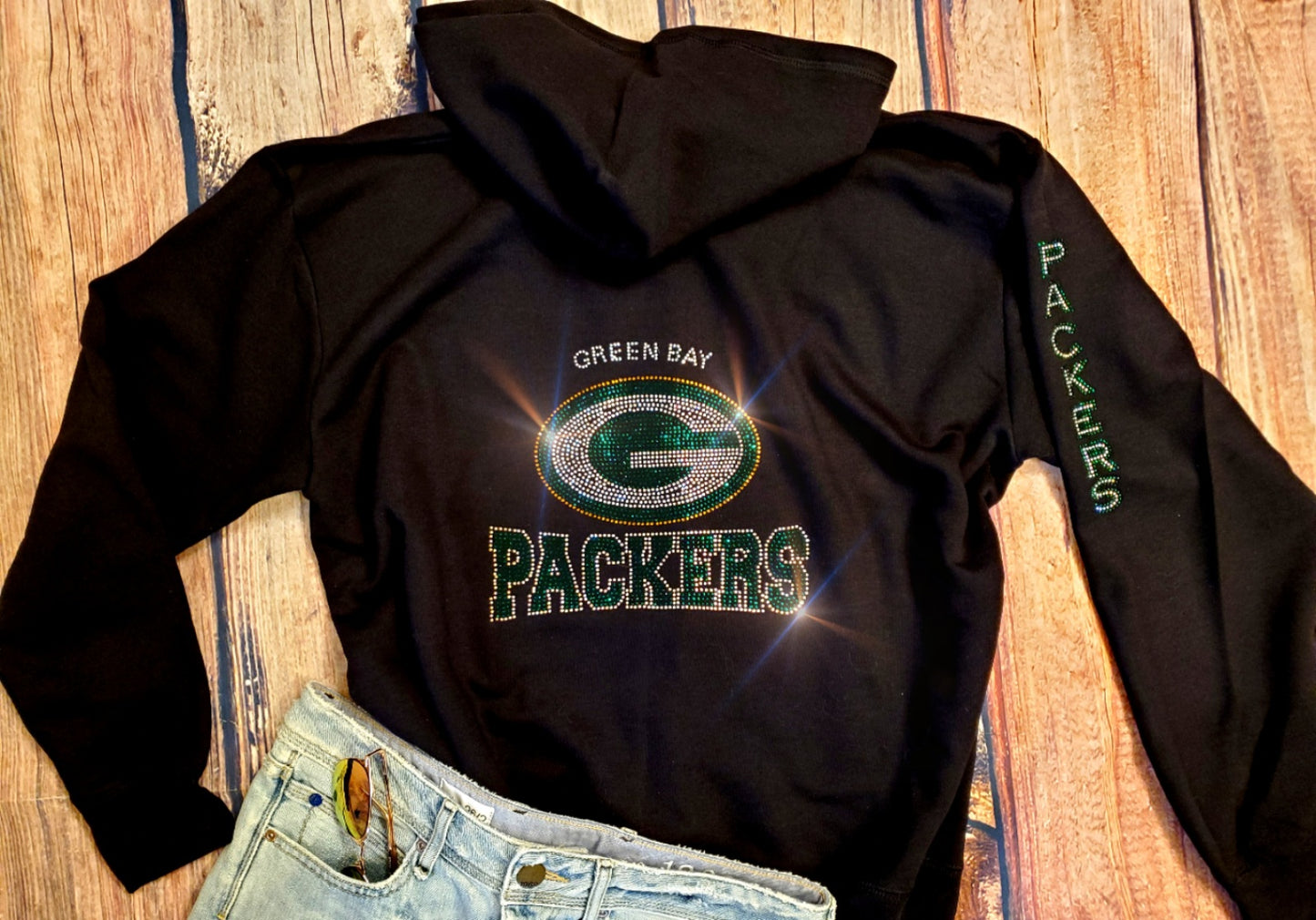 Green Bay Packers Unisex Zip Up Jacket Sweatshirt Bling Packers Full Zip Up Sweatshirt Hoodie