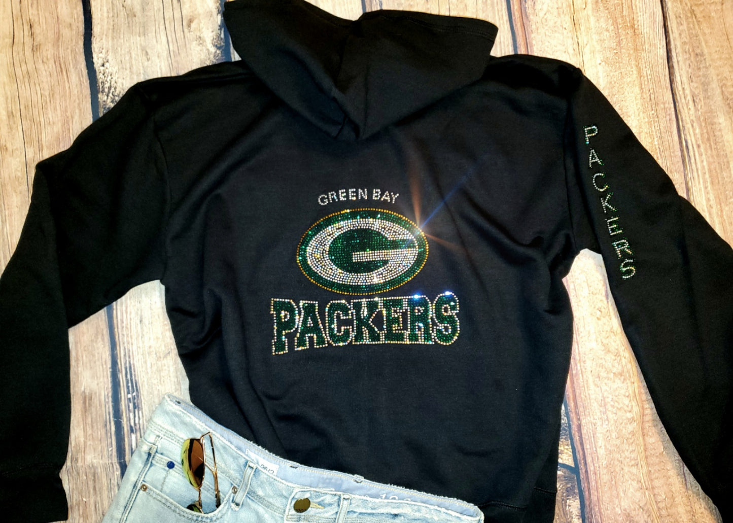 Green Bay Packers Unisex Zip Up Jacket Sweatshirt Bling Packers Full Zip Up Sweatshirt Hoodie