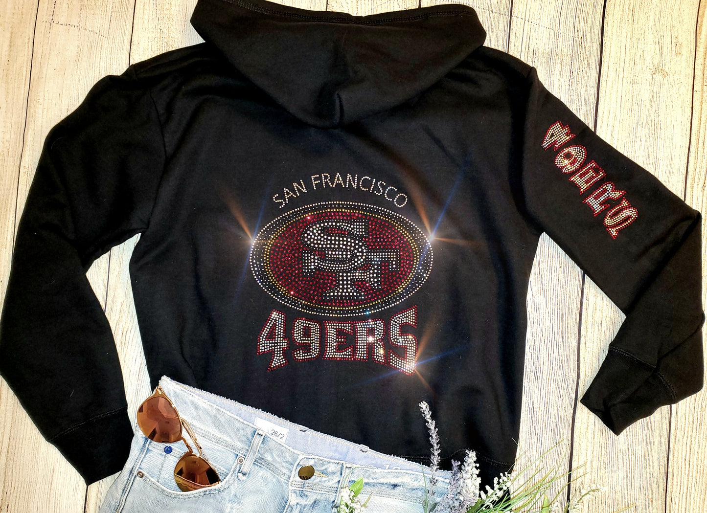 San Francisco 49ers Unisex Zip Up Jacket Sweatshirt Bling 49ers Jacket Hoodie Sweatshirt