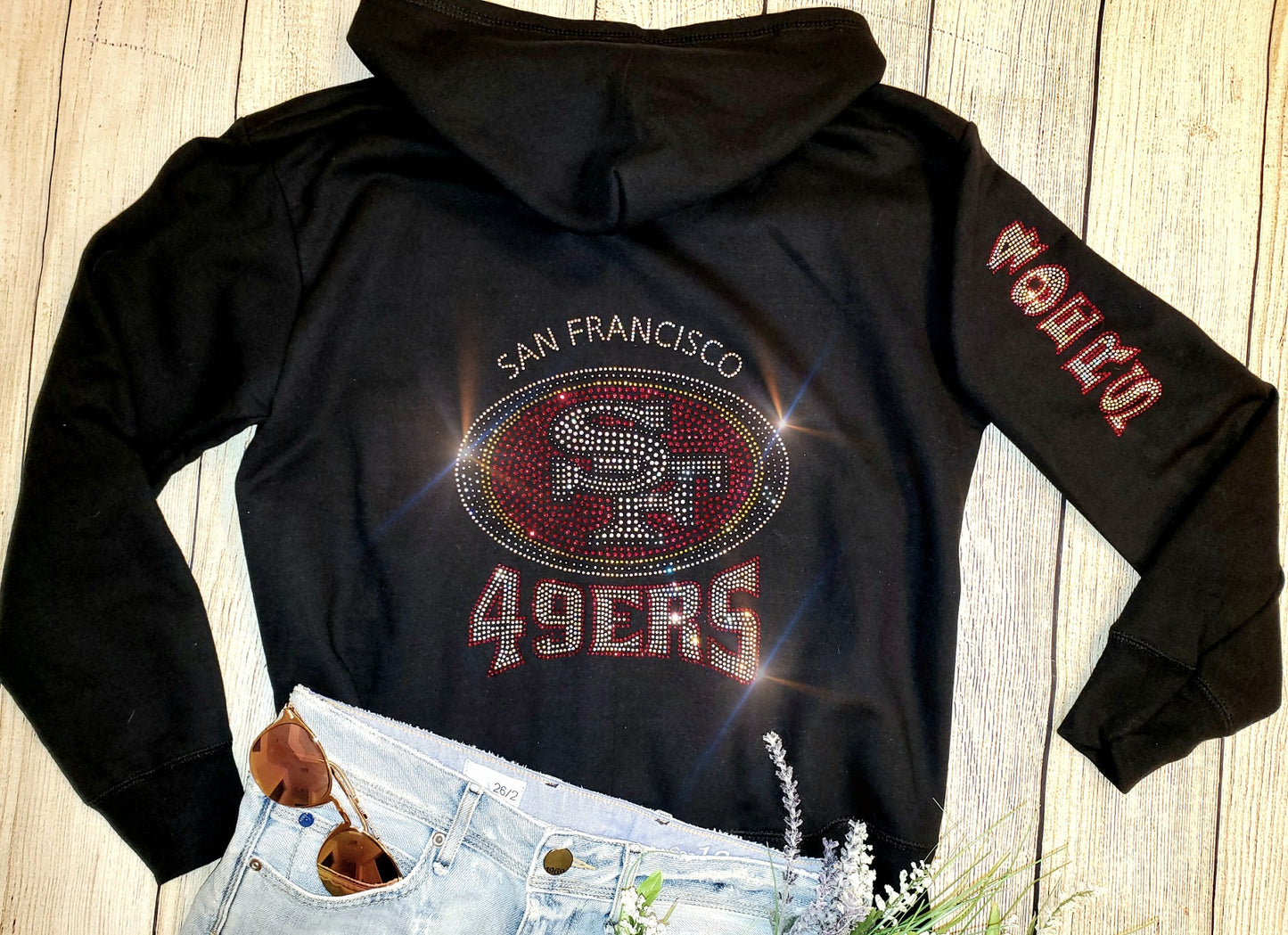 San Francisco 49ers Unisex Zip Up Jacket Sweatshirt Bling 49ers Jacket Hoodie Sweatshirt