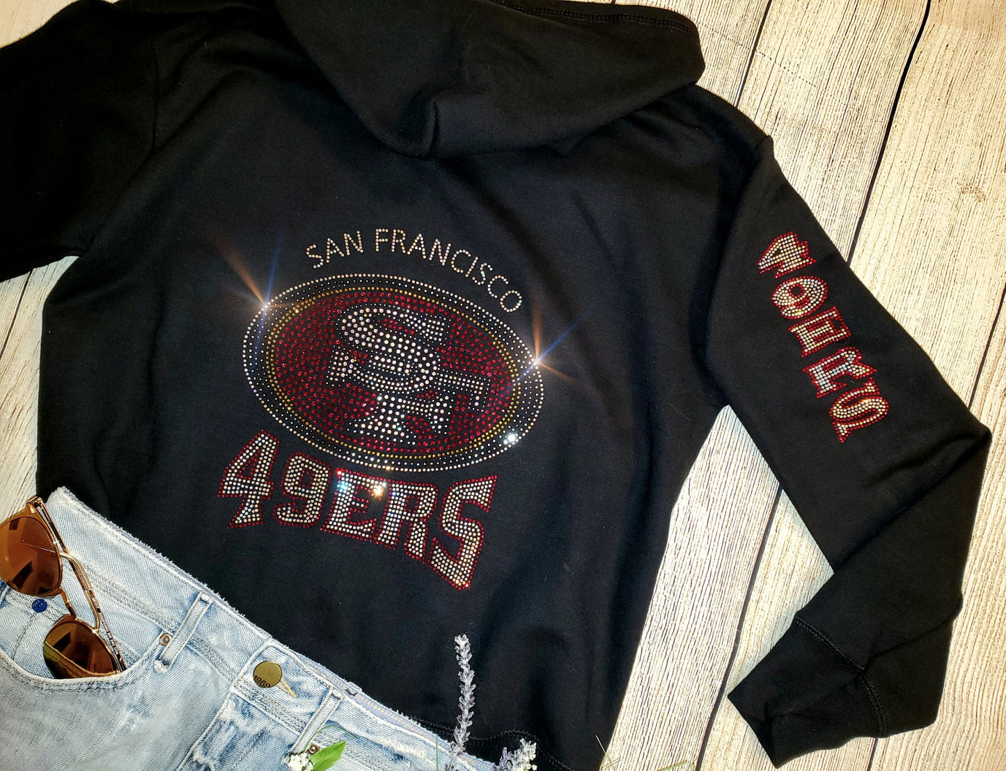 San Francisco 49ers Unisex Zip Up Jacket Sweatshirt Bling 49ers Jacket Hoodie Sweatshirt