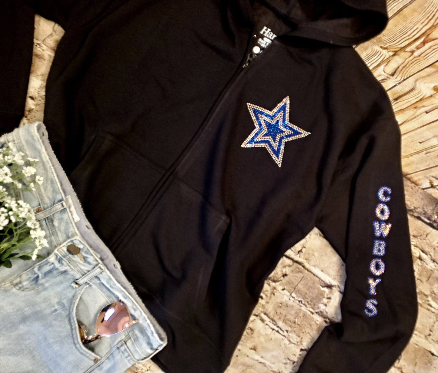 Dallas Cowboys Unisex Zip Up Jacket Sweatshirt Bling Cowboys Full Zip Up Sweatshirt Hoodie