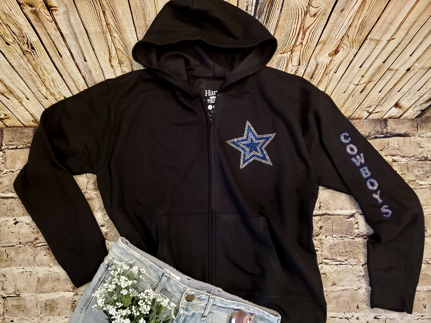 Dallas Cowboys Unisex Zip Up Jacket Sweatshirt Bling Cowboys Full Zip Up Sweatshirt Hoodie