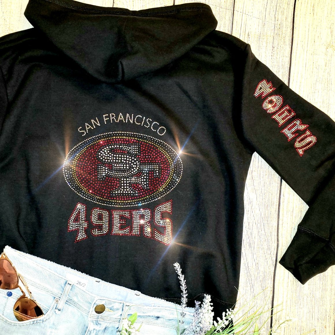 San Francisco 49ers Unisex Zip Up Jacket Sweatshirt Bling 49ers Jacket Hoodie Sweatshirt