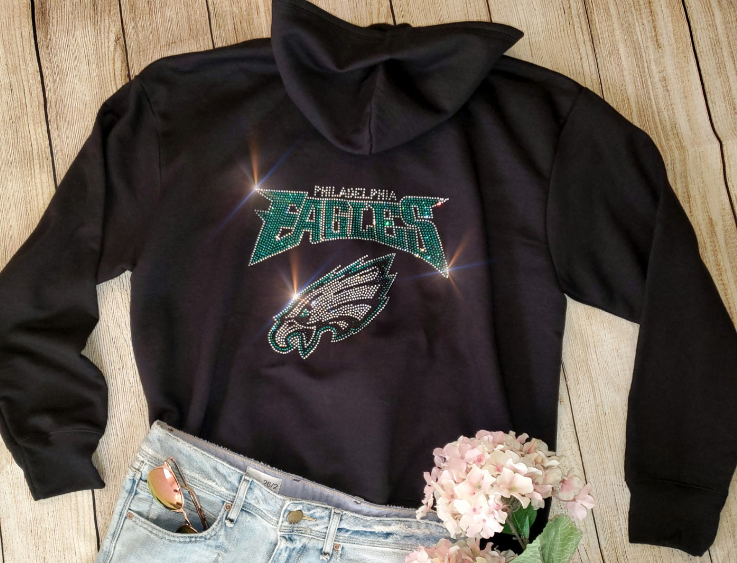 Philadelphia Eagles Unisex Zip Up Jacket Sweatshirt Bling Eagles Full Zip Up Sweatshirt Hoodie