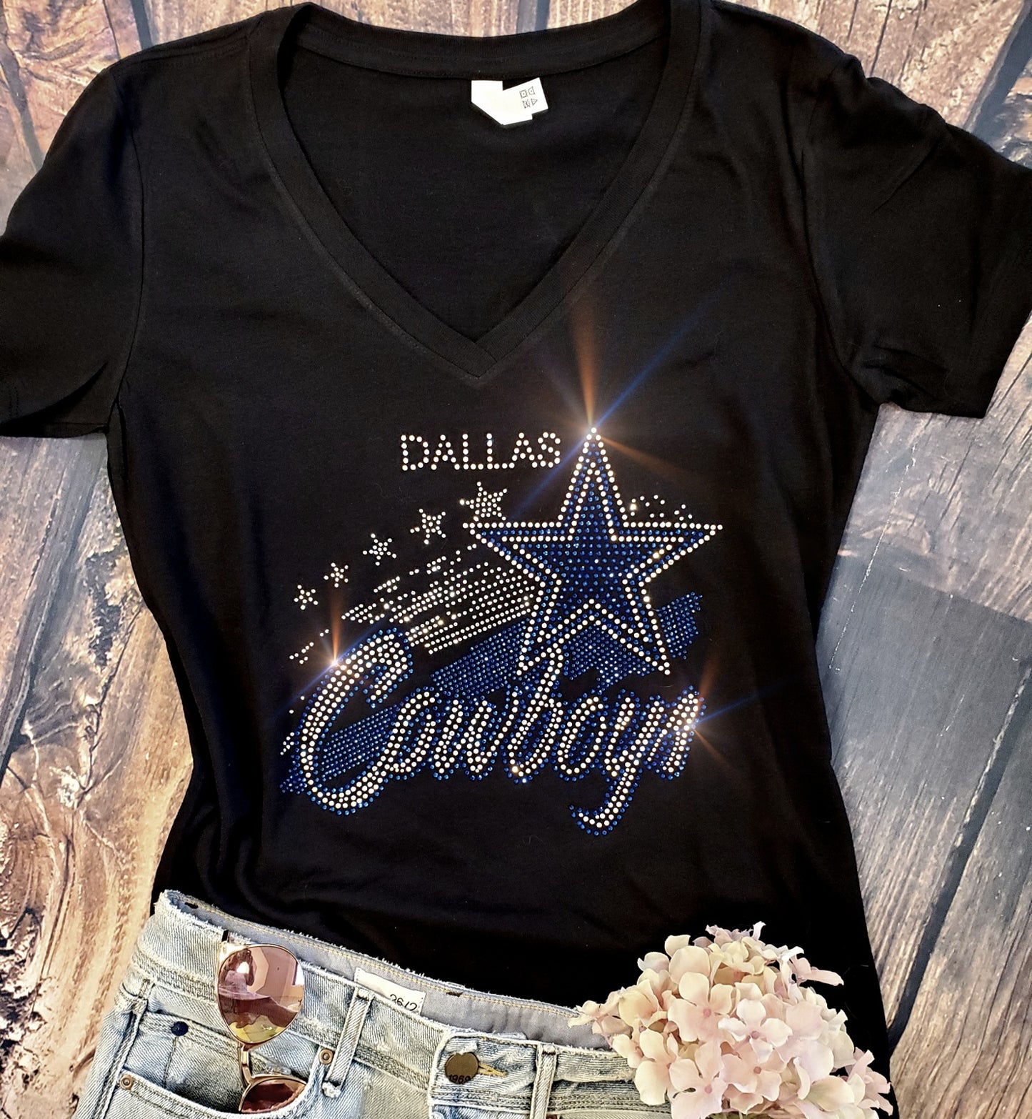 Rhinestone Cowboys UNISEX Crewneck OR V-Neck T-Shirt Bling Dallas Cowboys Tshirt