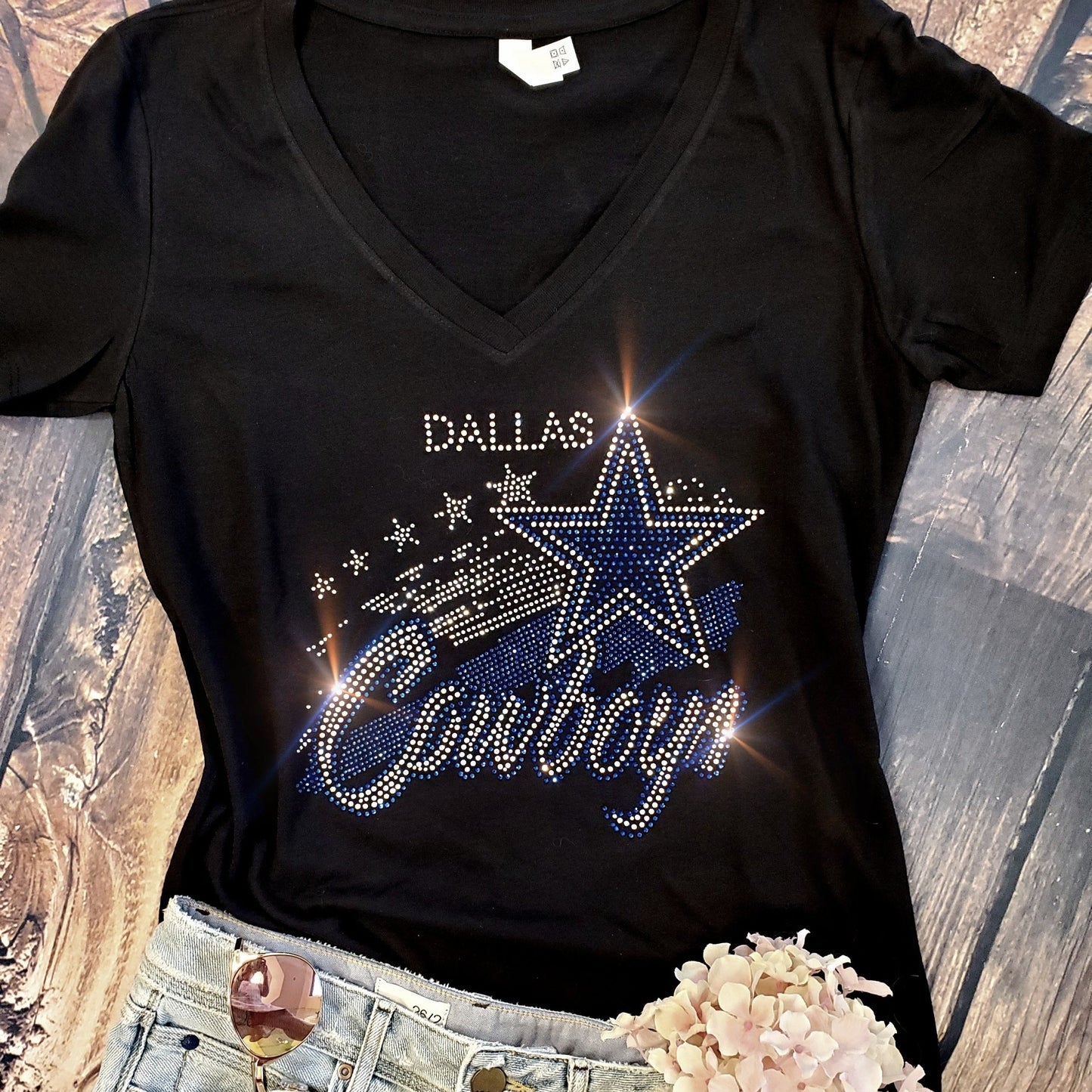 Rhinestone Cowboys UNISEX Crewneck OR V-Neck T-Shirt Bling Dallas Cowboys Tshirt