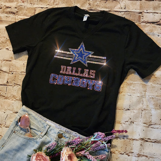 Rhinestone Cowboys UNISEX Crewneck OR V-Neck T-Shirt Pink Bling Dallas Cowboys Tshirt