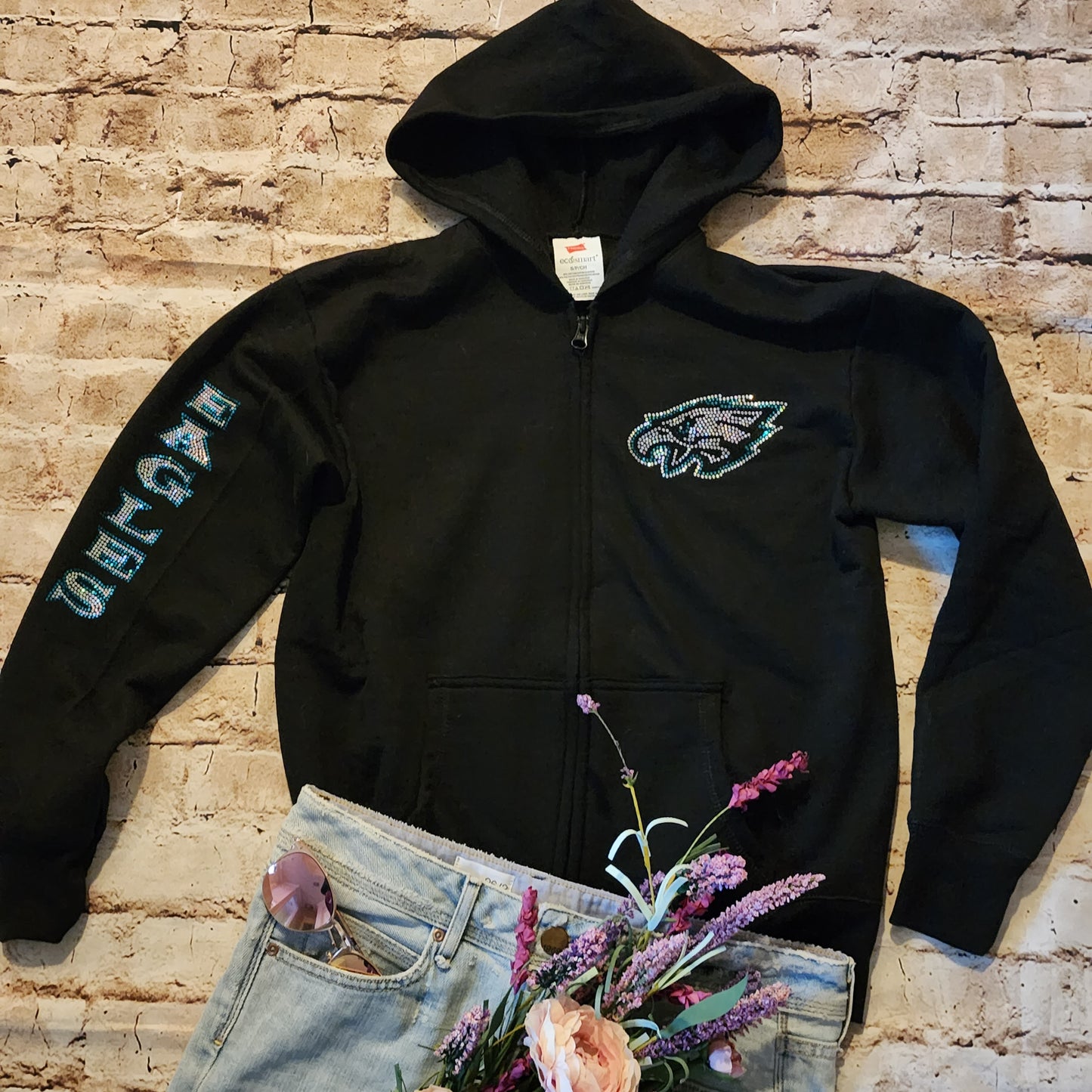 Philadelphia Eagles Unisex Zip Up Jacket Sweatshirt Bling Eagles Full Zip Up Sweatshirt Hoodie