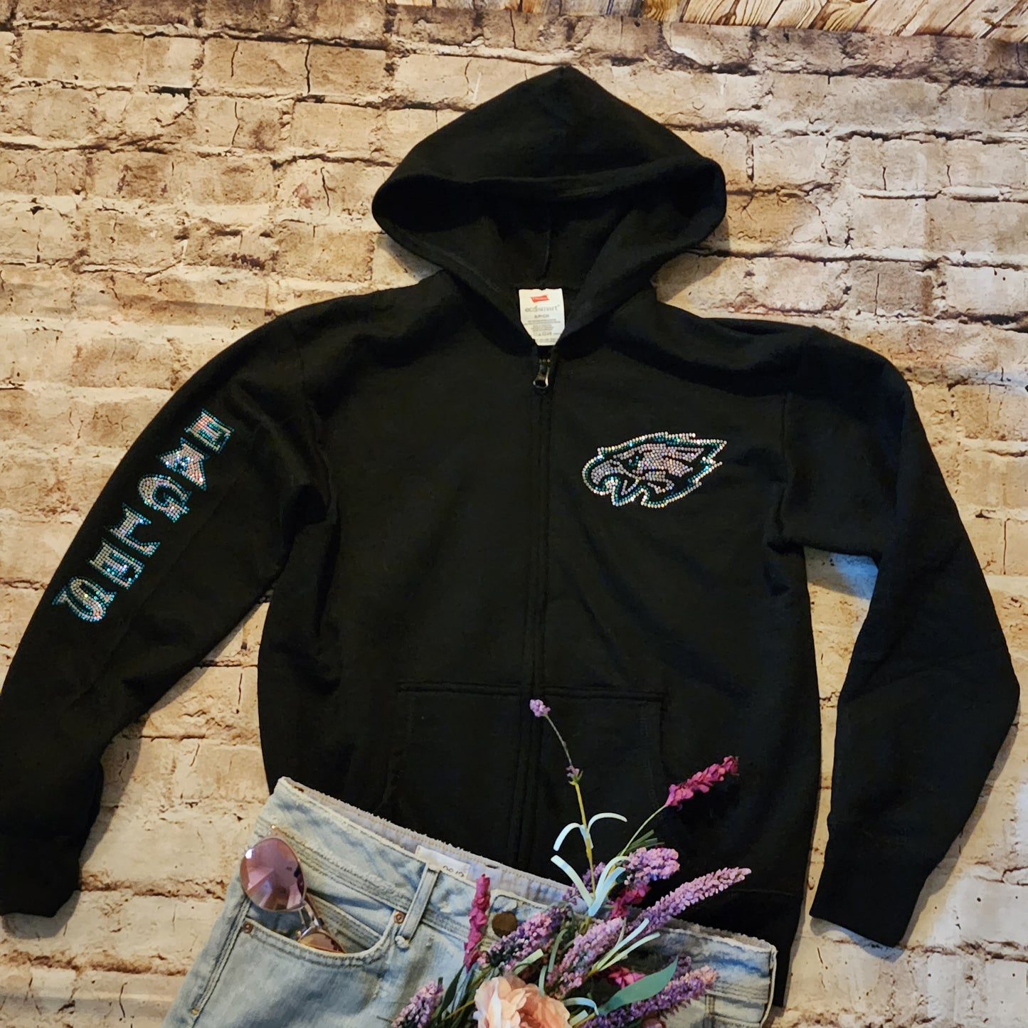 Philadelphia Eagles Unisex Zip Up Jacket Sweatshirt Bling Eagles Full Zip Up Sweatshirt Hoodie