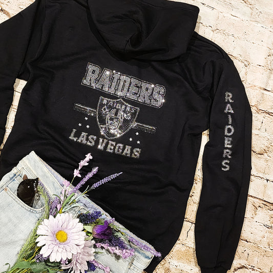 Las Vegas Raiders Unisex Zip Up Jacket Sweatshirt Bling Raiders Full Zip Up Sweatshirt Hoodie