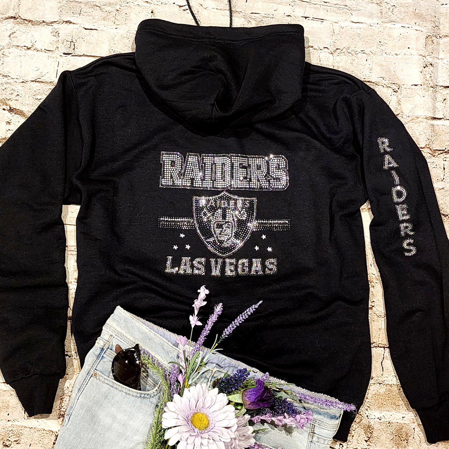 Las Vegas Raiders Unisex Zip Up Jacket Sweatshirt Bling Raiders Full Zip Up Sweatshirt Hoodie