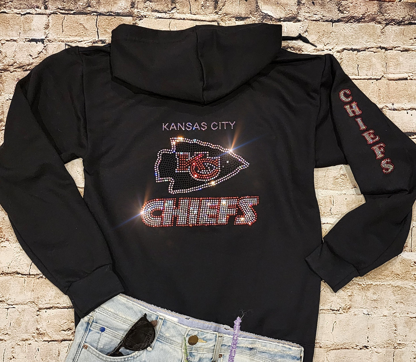 Kansas City Chiefs Unisex Zip Up Jacket Sweatshirt Bling Chiefs Full Zip Up Sweatshirt Hoodie