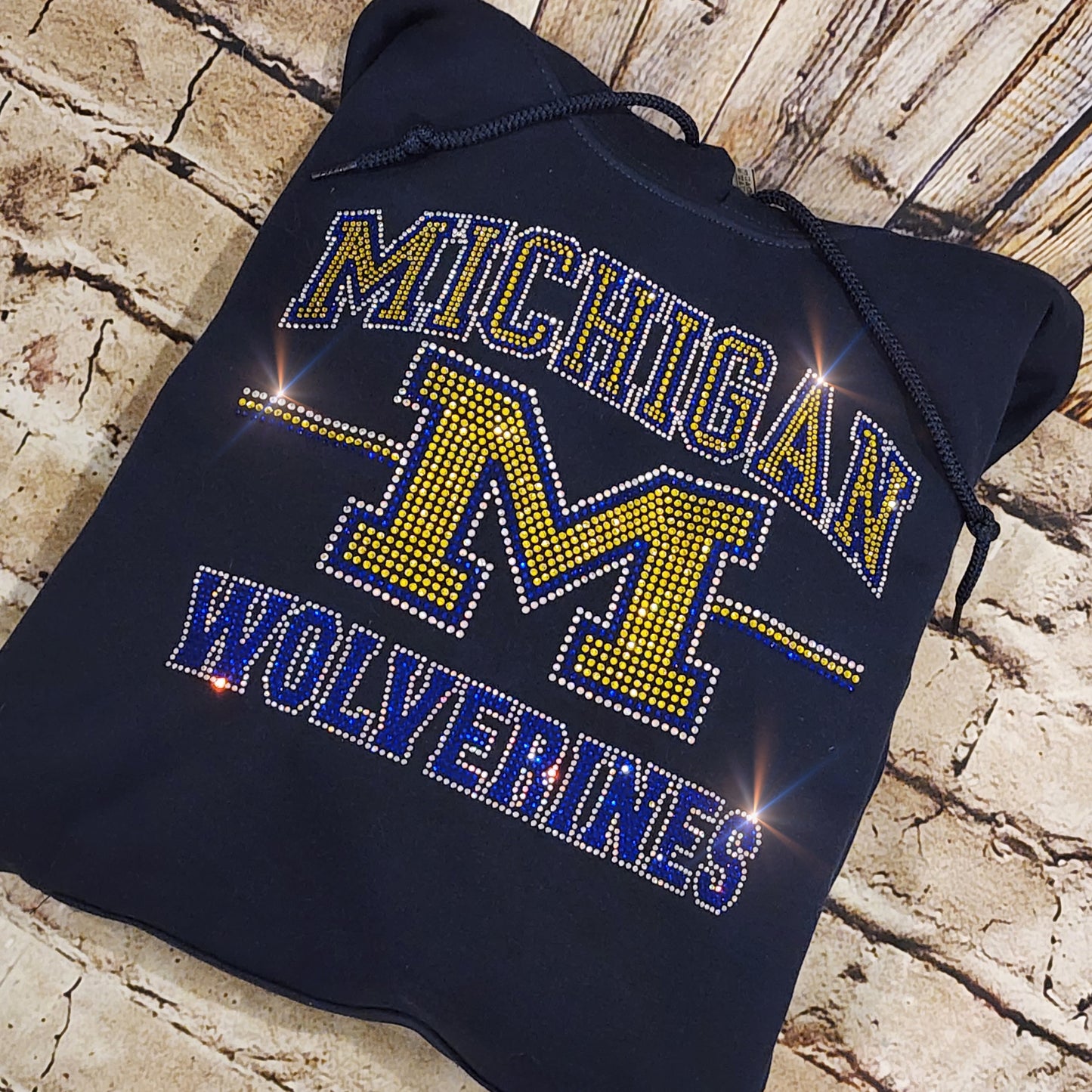 University of Michigan Unisex HOODIE or CREWNECK Sweatshirt Bling Michigan Sweatshirt Hoodie