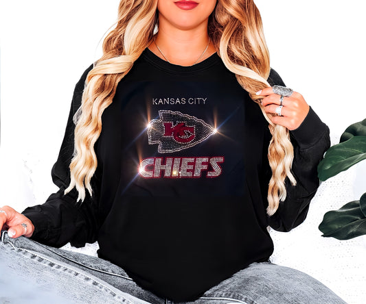 Bling Kansas City Chiefs UNISEX Long Sleeve Comfort Colors T-shirt Oversized Shirt