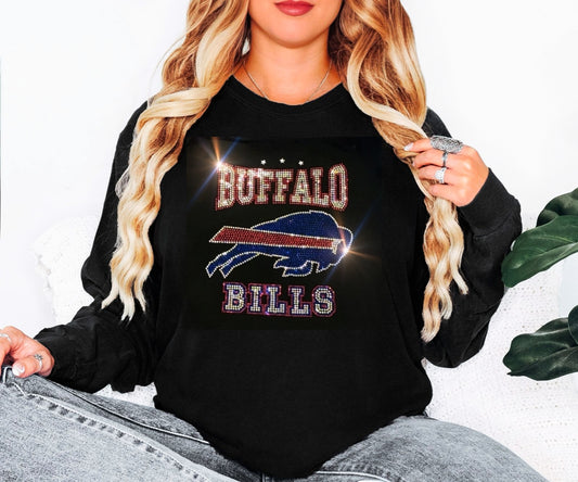 Bling Buffalo BIlls UNISEX Long Sleeve Comfort Colors T-shirt Oversized Shirt