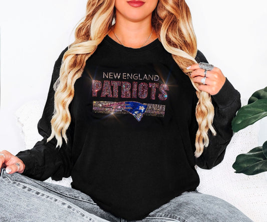 Bling New England Patriots UNISEX Long Sleeve Comfort Colors T-shirt Oversized Shirt