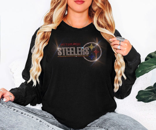 Bling Pittsburgh Steelers UNISEX Long Sleeve Comfort Colors T-shirt Oversized Shirt