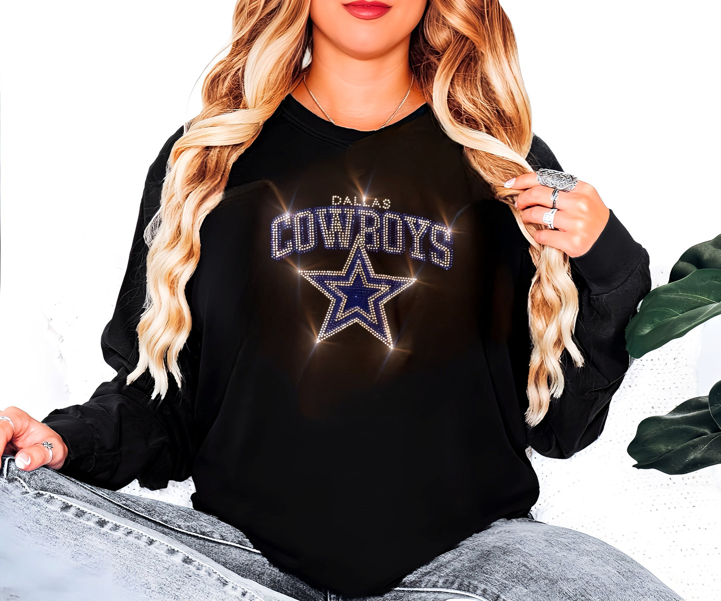 Bling Dallas Cowboys UNISEX Long Sleeve Comfort Colors T-shirt Oversized Shirt