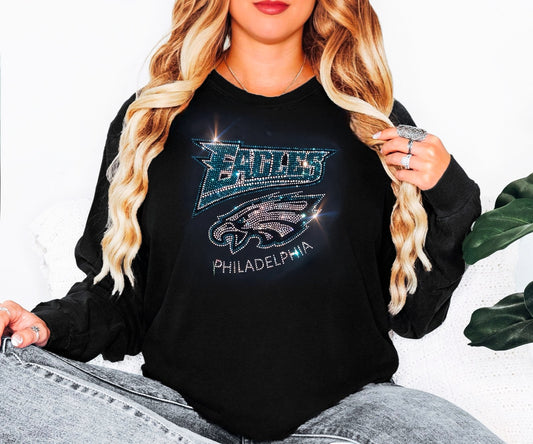 Bling Philadelphia Eagles UNISEX Long Sleeve Comfort Colors T-shirt Oversized Shirt