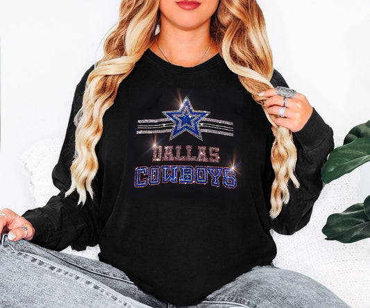 Bling Dallas Cowboys UNISEX Long Sleeve Comfort Colors T-shirt Oversized Shirt