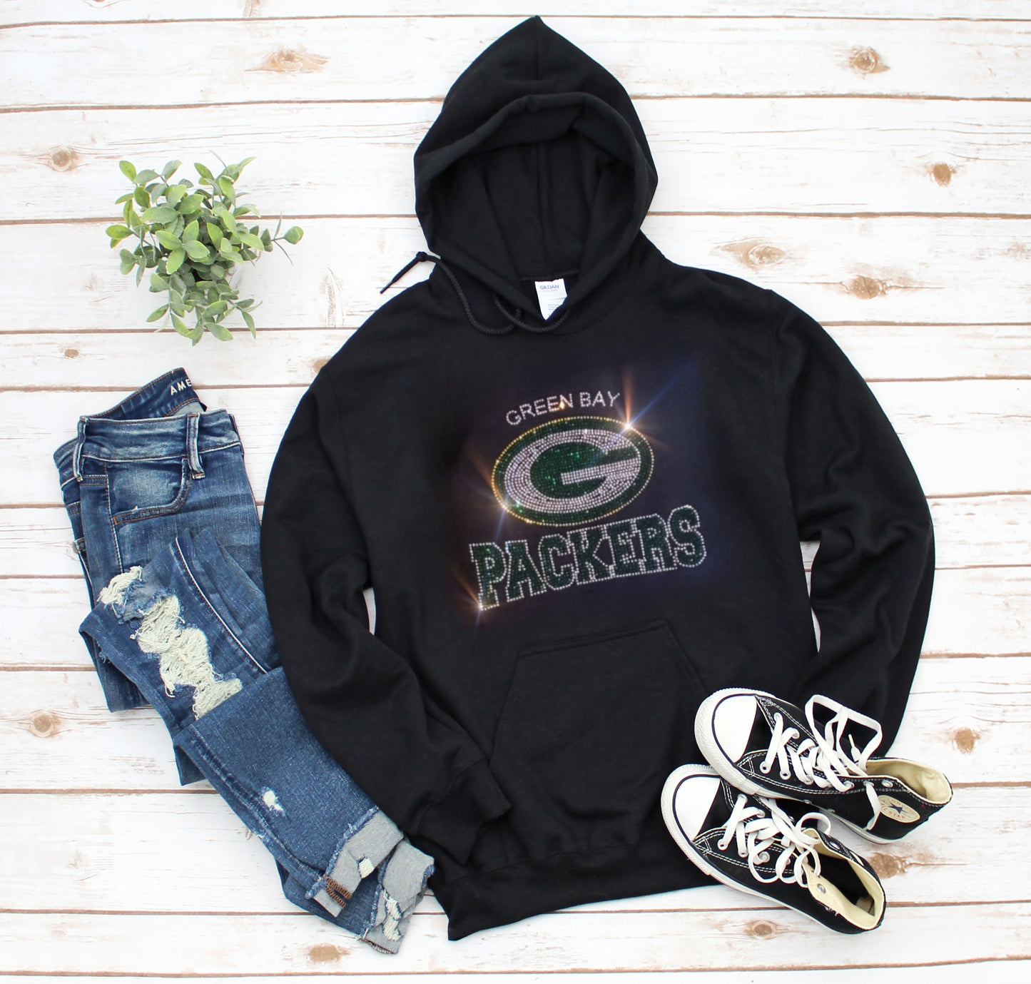 Green Bay Packers Unisex HOODIE or CREWNECK Sweatshirt Bling Sweatshirt Hoodie