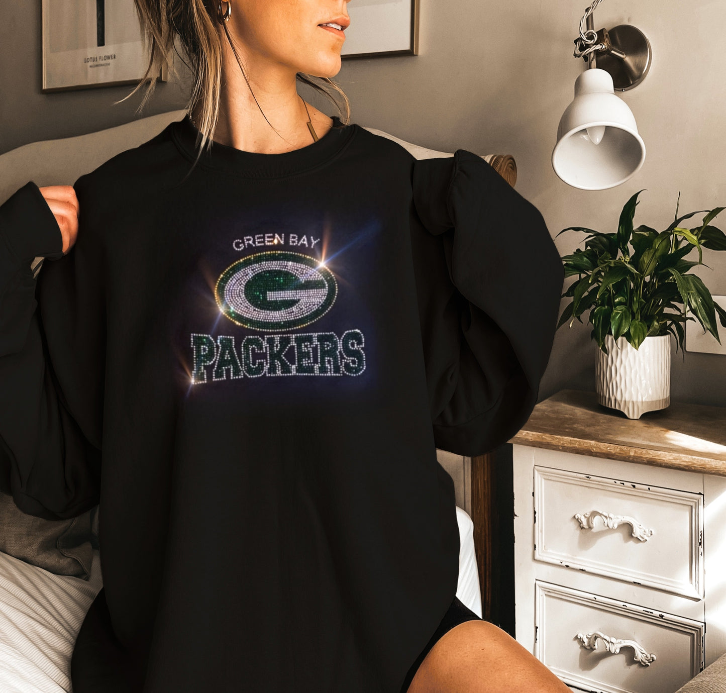 Green Bay Packers Unisex HOODIE or CREWNECK Sweatshirt Bling Sweatshirt Hoodie