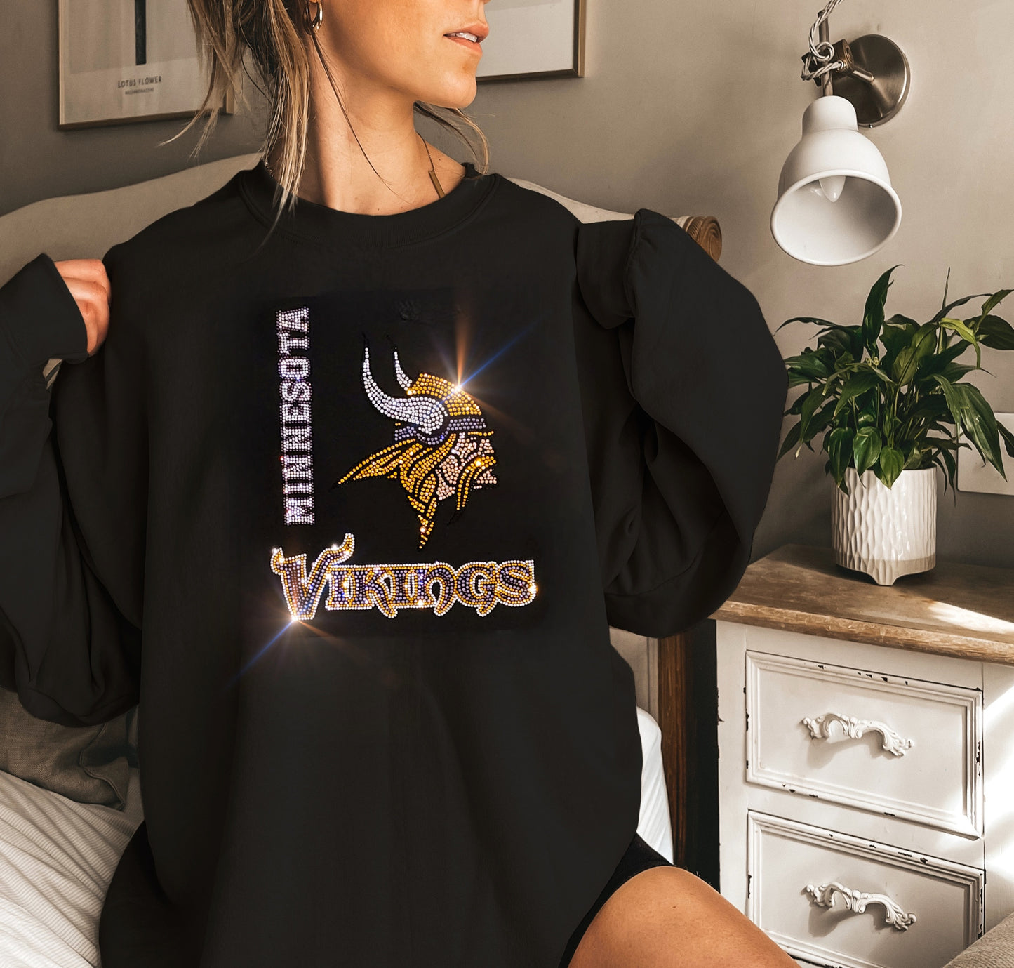 Minnesota Vikings Unisex HOODIE or CREWNECK Sweatshirt Bling Vikings Sweatshirt Hoodie