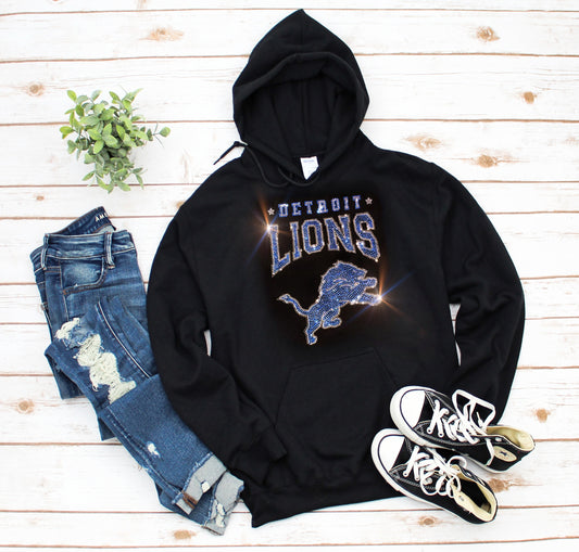 Detroit Lions Unisex HOODIE or CREWNECK Sweatshirt Bling Lions Sweatshirt Hoodie