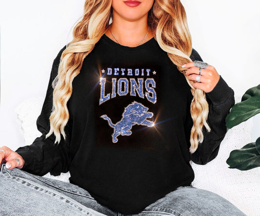 Bling Detroit Lions UNISEX Long Sleeve Comfort Colors T-shirt Oversized Shirt