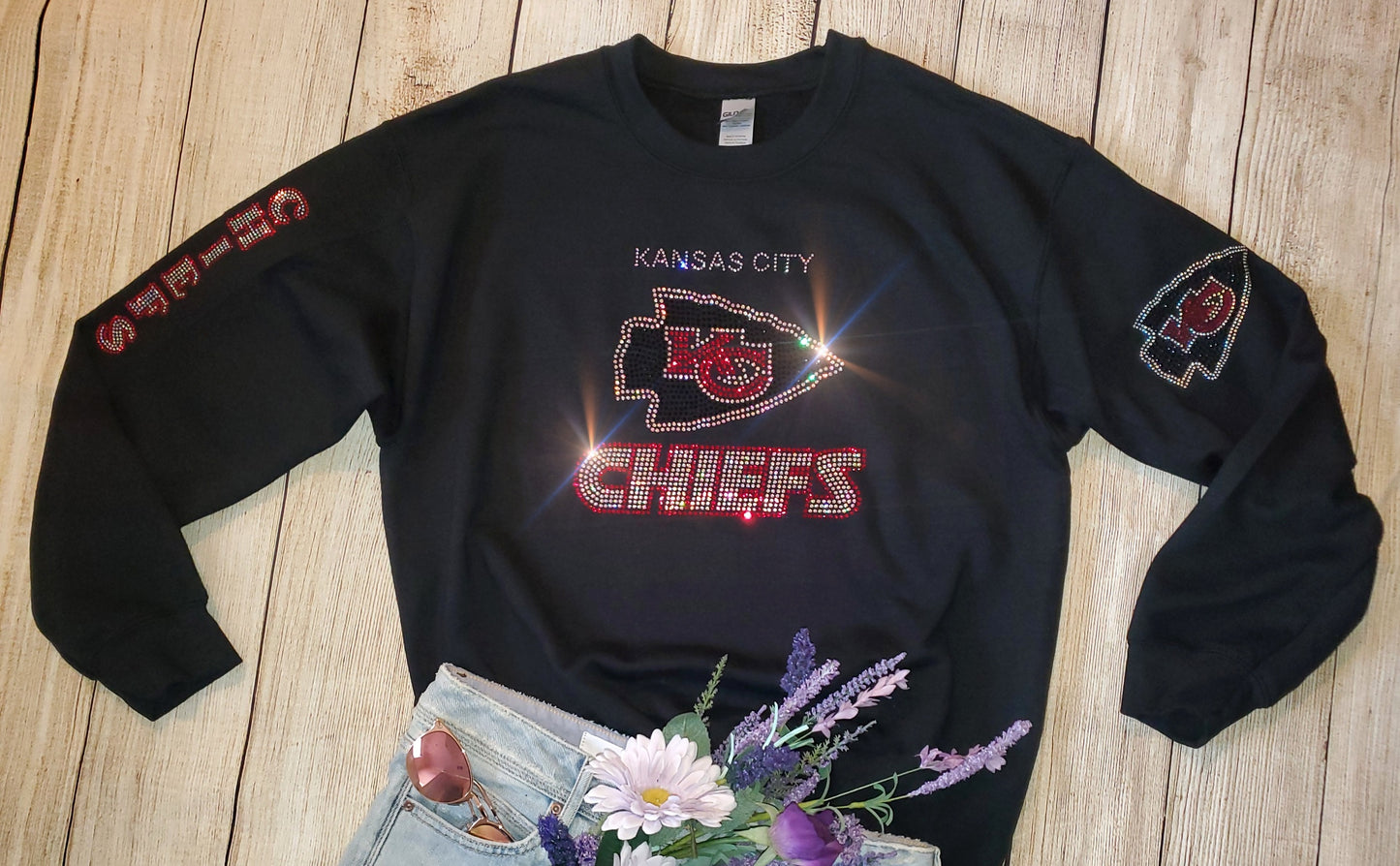 Kansas City Chiefs Unisex HOODIE or CREWNECK Sweatshirt Bling Chiefs Sweatshirt Hoodie