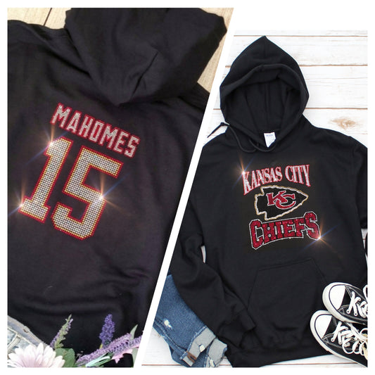 Kansas City Chiefs Mahomes #15 Unisex HOODIE or CREWNECK Sweatshirt Bling Chiefs Sweatshirt Hoodie