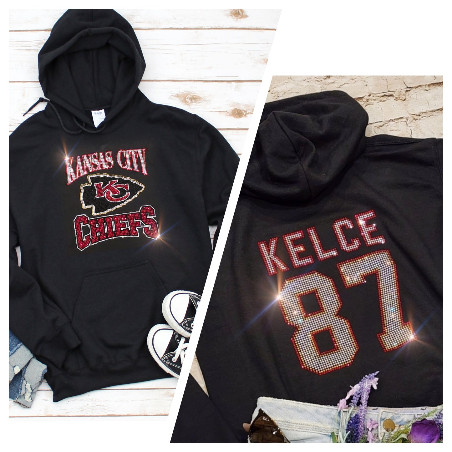 Kansas City Chiefs Kelce #87 Unisex HOODIE or CREWNECK Sweatshirt Bling Chiefs Sweatshirt Hoodie