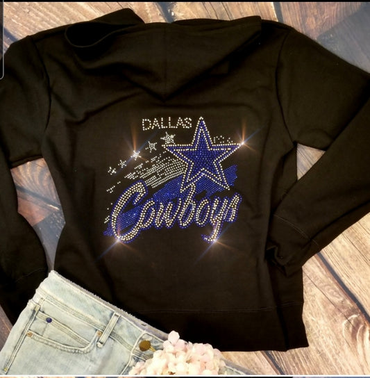 Dallas Cowboys Unisex Zip Up Jacket Sweatshirt Bling Cowboys Full Zip Up Sweatshirt Hoodie