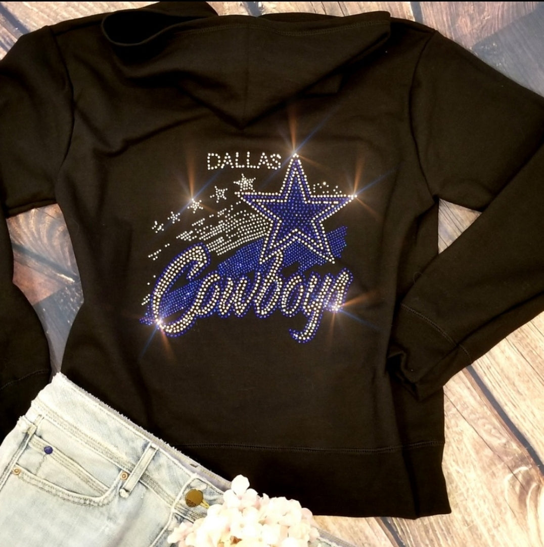 Dallas Cowboys Unisex Zip Up Jacket Sweatshirt Bling Cowboys Full Zip Up Sweatshirt Hoodie