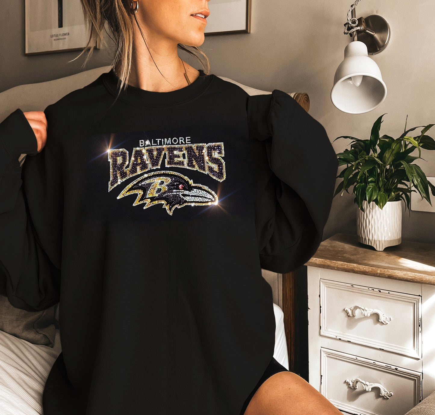 Baltimore Ravens Unisex HOODIE or CREWNECK Sweatshirt Bling Ravens Sweatshirt Hoodie