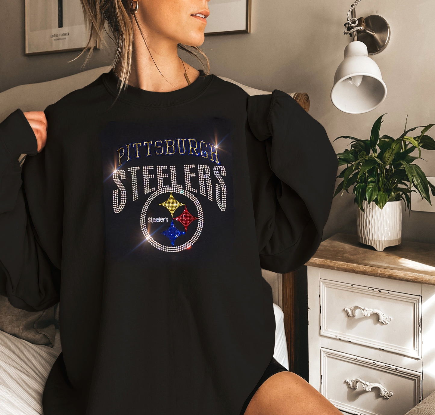 Pittsburgh Steelers Unisex HOODIE or CREWNECK Sweatshirt Bling Steelers Sweater Sweatshirt