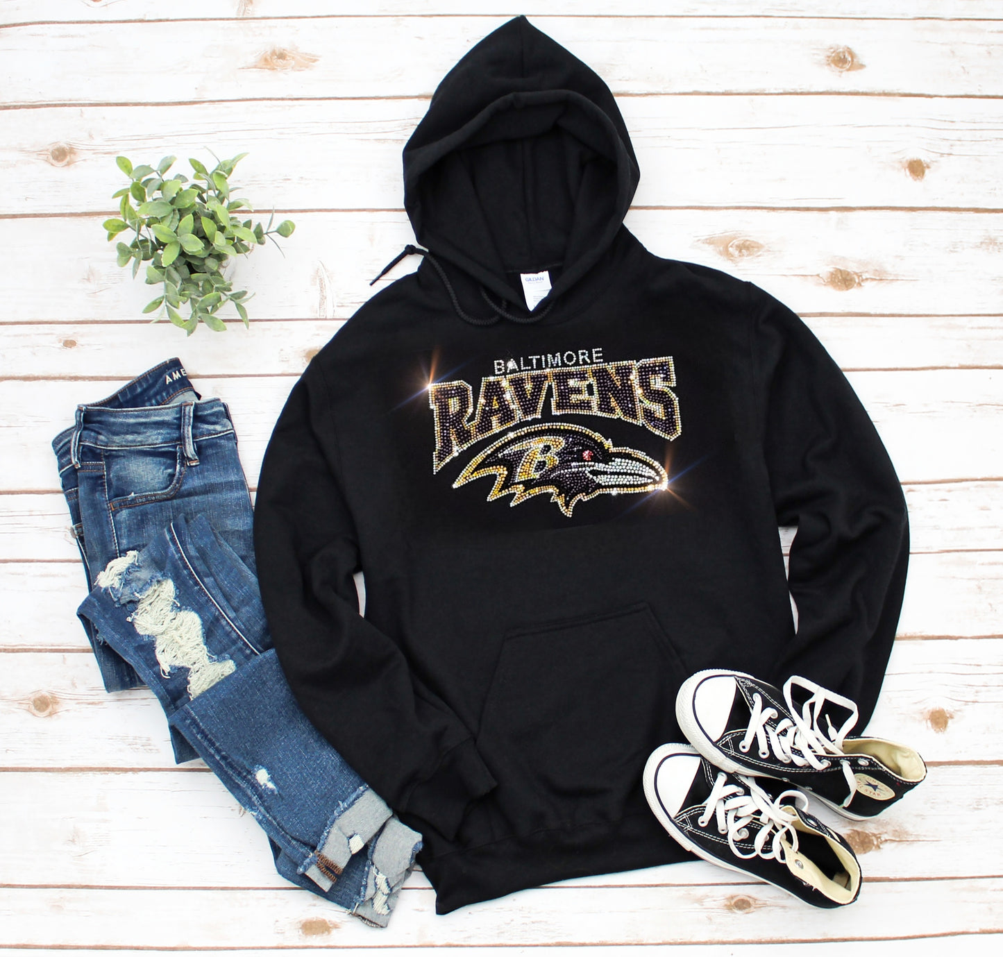 Baltimore Ravens Unisex HOODIE or CREWNECK Sweatshirt Bling Ravens Sweatshirt Hoodie