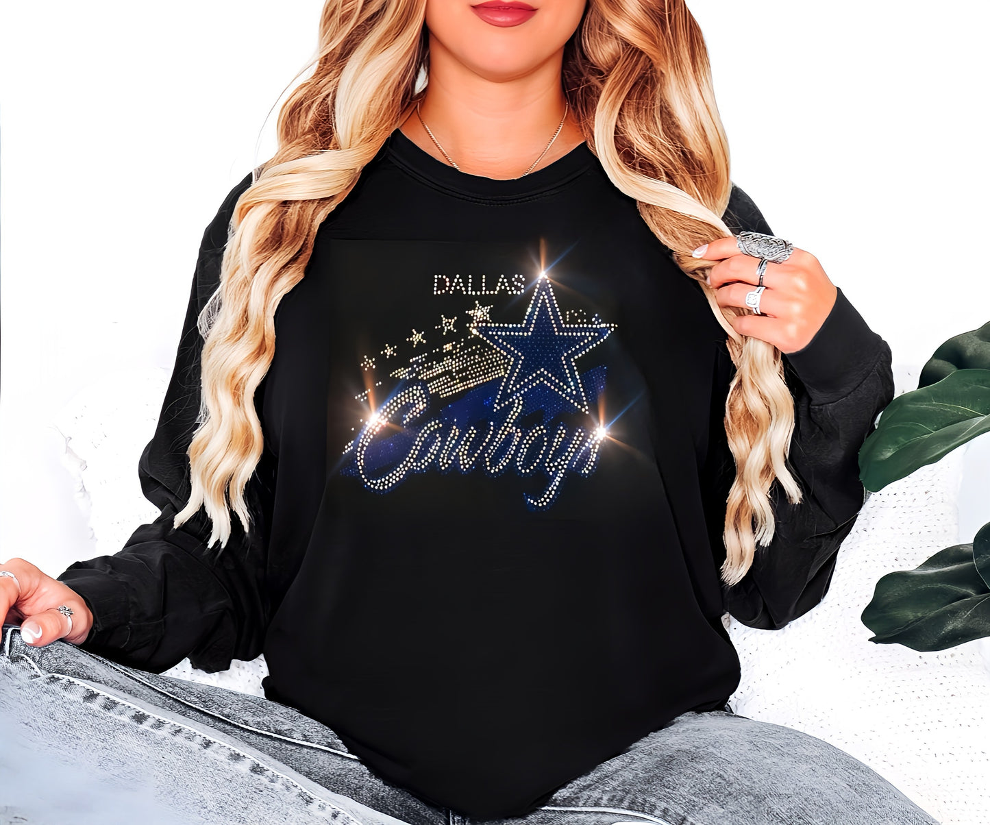 Bling Dallas Cowboys UNISEX Long Sleeve Comfort Colors T-shirt Oversized Shirt